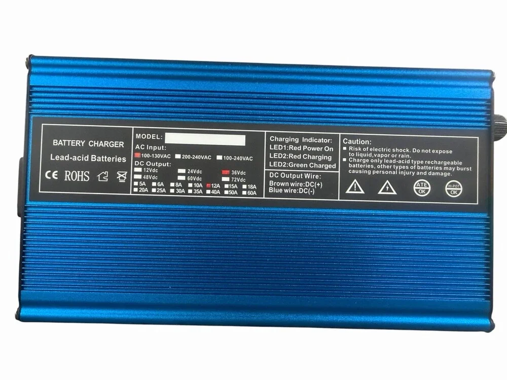 FLNGR 36V 12A Golf Cart Smart Battery Charger D Plug EZGO TXT Lead Acid